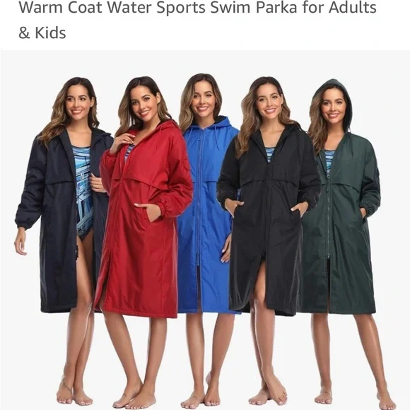 Navy hooded swim parka in adult XS from Adoretex New With Tags - Picture 4 of 5